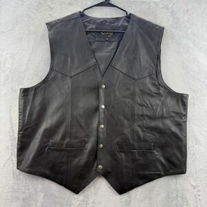 Scully Genuine Leather Vest Mens 3XL Black Western Snap Front Pockets Biker